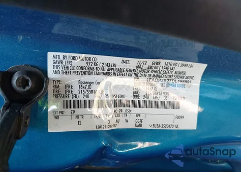 2013 Ford Focus Se из США, поврежденный, VIN 1FADP3K27DL198891